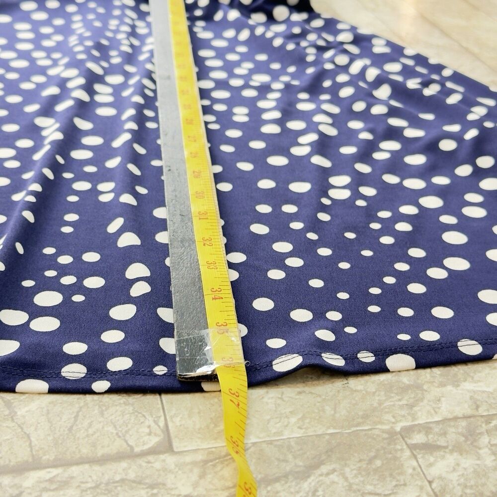 Jessica Howard Womens Midi Stretchy Dress Size PM Missy Blue White Polka Dots - Picture 12 of 15